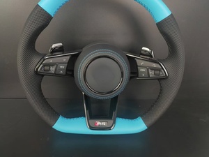 Volant personnalisé bleu et noir en cuir et fibre de <span class=keywords><strong>carbone</strong></span> pour Volkswagen Golf GTI R Line - Amélioration sportive - Product Image 4