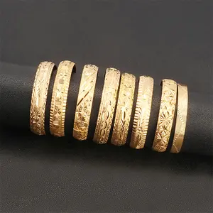 热卖迪拜阿拉伯18K/24k填充金手镯铜手镯时尚珠宝镀金手镯印度女性