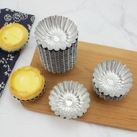 Moules à tartelettes en aluminium argentés antiadhésifs, moules à biscuits et puddings épaissis réutilisables, moules à muffins en forme de fleur pour desserts