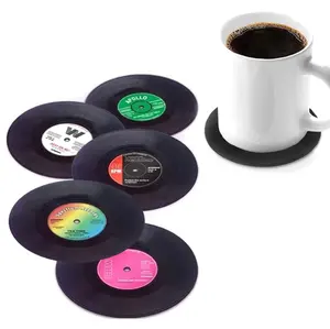 Fabriek Directe Verkoop Vinyl Record Coaster Creatieve Ontwerp Antislip Isolatie Milieuvriendelijke Zachte Pvc Cup Coaster