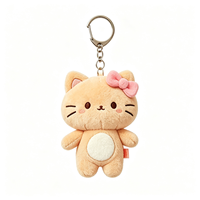 Porte-clés en peluche chat doux en coton PP, poupée animale personnalisée, mignon dessin animé, logo personnalisé, jouet unisexe, breloques décoratives pour sac à dos