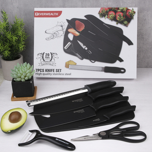 Chất lượng cao 7-Piece thép không gỉ đầu bếp dao Set với mài và Peeler cho ngoài trời cắt siêu thị sử dụng - Product Image 1