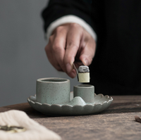 Support en céramique Wabi-Sabi japonais pour Palo Santo – Plaque de combustion rituelle multifonctionnelle pour fumigation, méditation et décoration intérieure