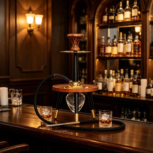 Chicha créative ronde en bois, portable pour l'extérieur, 45 cm, ensemble complet de chicha de luxe en alliage d'aluminium, en stock - Product Image 6
