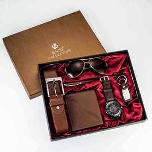 Men's Exquisite Popular <b>7</b>-Piece Gift Set Quartz <b>Watch</b> Wallet Perfume Shell Case Case Non-Waterproof Paper Belt Case Hook Buckle - Product Image 3