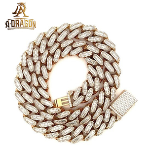 Correntes de prata 925 pura 12 mm Banhado a ouro branco VVS <span class=keywords><strong>Moissanite</strong></span> Diamante Cubano para Homens