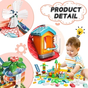 255 Parça Mermer Parkuru Cennet Kaydırağı Yapım Blokları Seti DIY Mermer Labirent Parkuru Yuvarlanan Top Tuğlaları Yapım Oyuncağı Asansörlü - Product Image 6