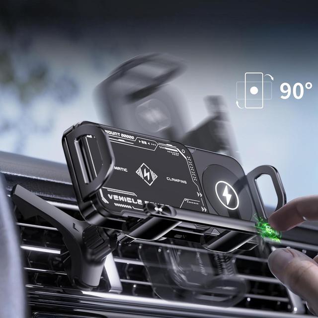 2 in 1 Auto Rotating Phone Holder Car Charger Fast Charging Rotatable Car Vent Phone Mount for Smartphone/Pad/Foldable Phone