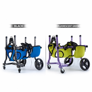 Chariot de mobilité pour chien à quatre roues, chariot de récupération portable pour animaux de compagnie avec harnais bleu et cadre noir - Product Image 4