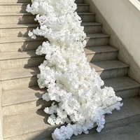 Guirlande de fleurs artificielles blanches de luxe pour arche de mariage, décoration florale suspendue, chemin de table pour événements, couronne de fleurs de cerisier et roses en soie