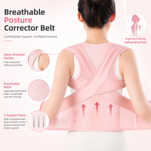 Ceinture Correctrice <span class=keywords><strong>de</strong></span> <span class=keywords><strong>Posture</strong></span> Respirante avec 3 Côtes <span class=keywords><strong>de</strong></span> Soutien et Conception Épaules Dégagées pour Employés <span class=keywords><strong>de</strong></span> Bureau et Adultes – Vente en Gros - Product Image 2