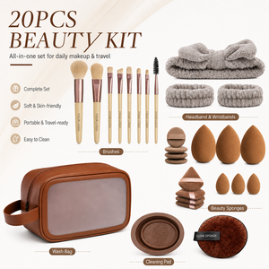 Lot de 20 outils de beauté : Grand ensemble de pinceaux et éponges de maquillage pour le visage, les yeux, le <span class=keywords><strong>blush</strong></span> et la poudre - Product Image 2