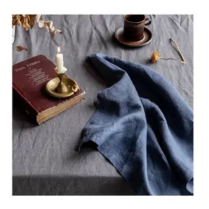 100% Pure Stone Washed Linen Tablecloth Hand Made French blue Plain solid Colors Table Cover