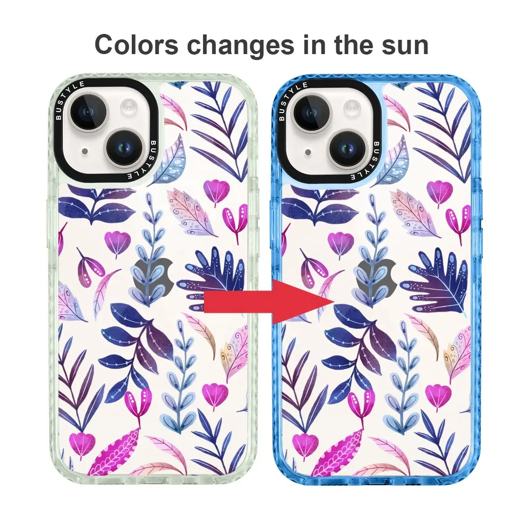 New UV Sensitive Color Changing Phone Cover for iPhone 14 13 12 Pro Max Anti-shock Customized Designs Fancy iPhone14 Phone Case