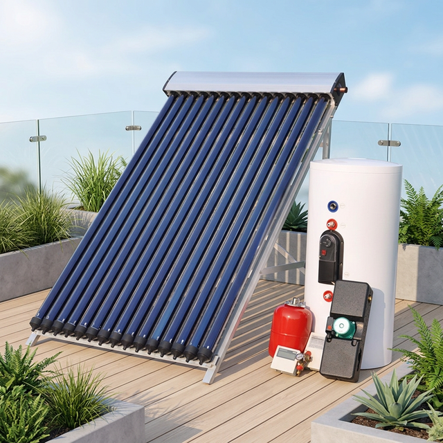 Split Pressure Solar Water Heater System Evacuated Tube Electric/Solar 200 Liter Freestanding Stainless Steel Household Hotel