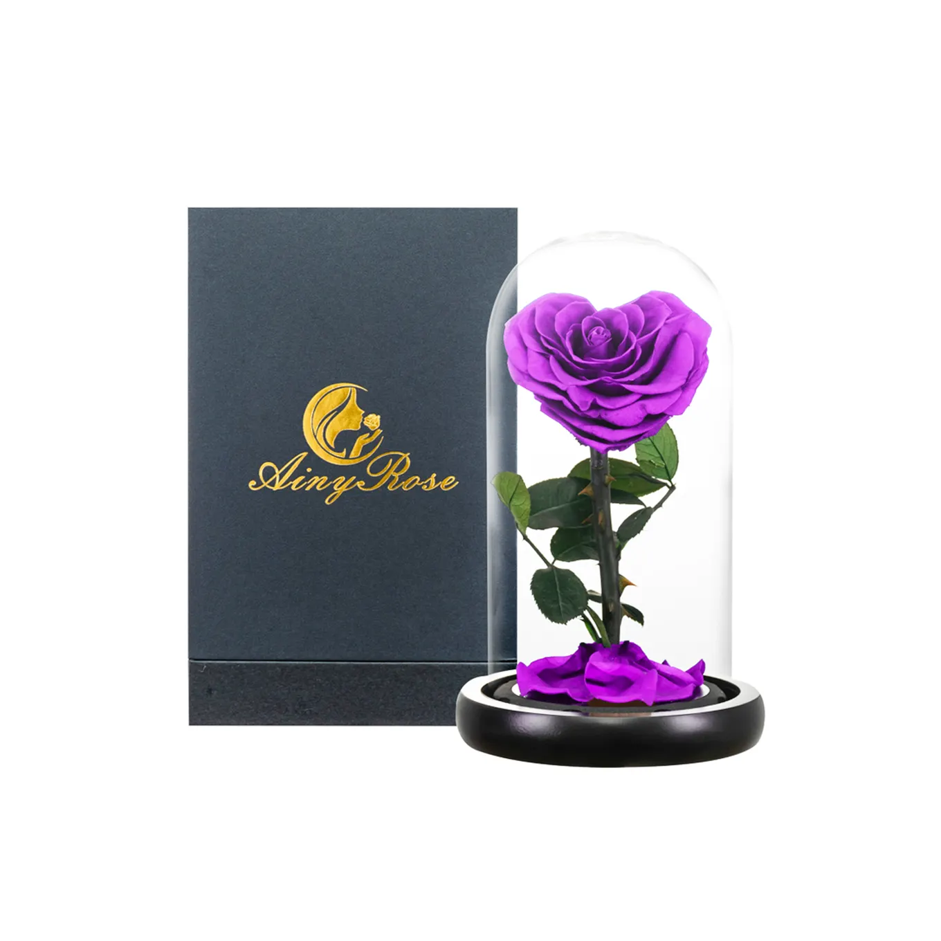 Großhandel herzförmige Engel Herz konservierte Blume Rose Herz <span class=keywords><strong>Kuppel</strong></span> Rose