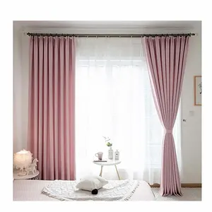 Tela suave de terciopelo para sala de estar, tejido jacquard de lujo con aislamiento térmico de alta sombreado, color rosa, opaca, gran oferta