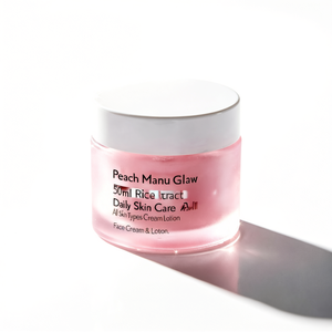 Bálsamo Facial Peach Manu Glow 50ml con Extracto de Arroz, Cuidado Diario de la Piel, Crema Loción para Todo Tipo de Piel - Product Image 2