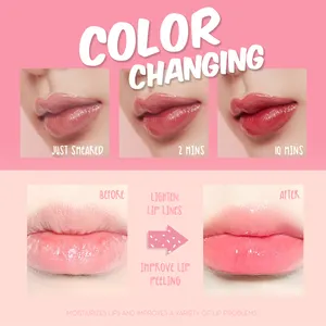Lipstik Cair perona pipi dan bibir, Lipstik Cair Label pribadi melembabkan Natural, Pewarna Bibir berubah warna untuk penggunaan bibir dan pipi