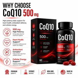 Coenzyme Q10 Naturel CoQ10 500mg Gélules Molles Haute Puissance Ubiquinone Soutien Cardiaque Formule Marché Américain Marque Privée - Product Image 4
