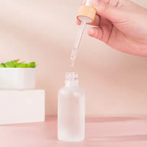 Eco-friendly Natural Bamboo Lid Frosted Glass Dropper Bottle 5ml 10ml 15ml 20ml 30ml 60ml 100ml Empty Cosmetic Oil Packaging - Product Image 2