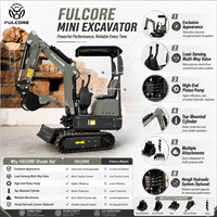 Mini-excavatrice certifiée Fulcore CE EPA Euro V ISO9001, entraînement hydraulique, pour travaux de terrassement à domicile et dans le jardin, chenilles en caoutchouc