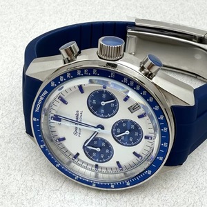 Montre chronographe à quartz de 40 mm pour hommes, boîtier en acier massif avec bracelet en caoutchouc, mouvement VK63 - Product Image 3