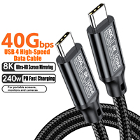 Cable USB4 Tipo-C de 40 Gbps, Carga Rápida PD de 240 W, Transmisión de Video 8K, Cable Trenzado de PVC/Nylon para Monitor de Computadora y Cámara