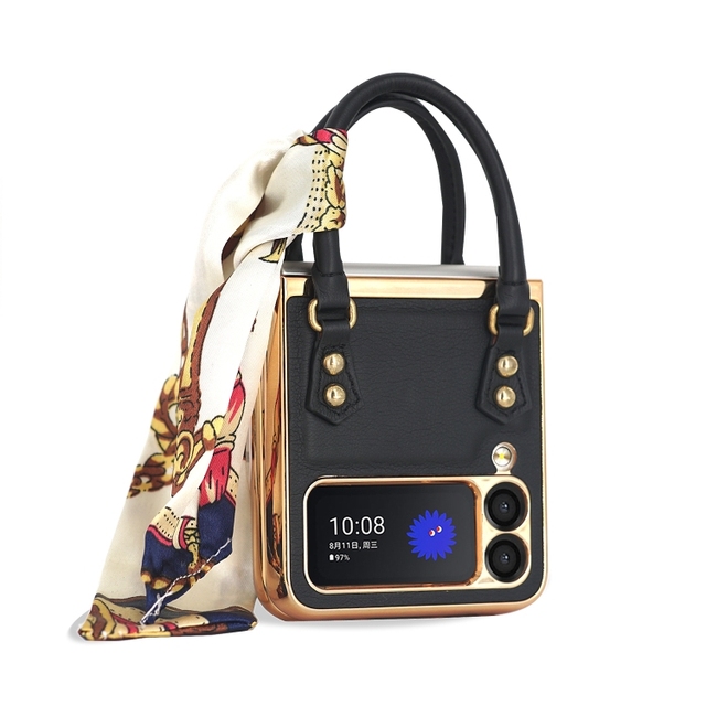 For Samsung Galaxy Z Flip3 5G GKK Fashion Handbag Design Leather PC Mobile Phone Personalized Phone Case