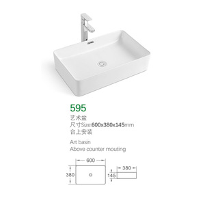 Manufacturer Direct Sale White Ceramic Square Counter Basin with <strong>Overflow</strong> Hole for Home and Hotel Bathroom <strong>Sink</strong> - Product Image 4