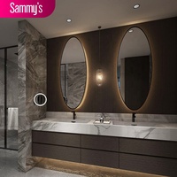 Meuble-lavabo de salle de bain moderne de luxe avec double vasque, miroir intelligent LED, design cannelé, mélamine, quartz/granit/marbre, appartement