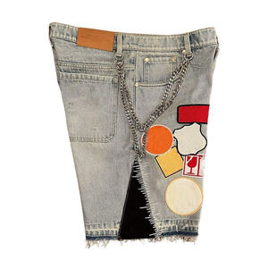 Özel Tasarım Moda Trend Yaz Y2K Modası Retro Eskitme Kot Orta Bel <span class=keywords><strong>Denim</strong></span> Şort Yıkanmış Kısa Kot Pantolon - Product Image 4