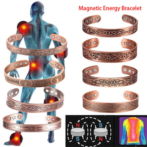 Fábrica al por mayor dos dragón ancho cambiable cobre puro brazalete vikingo cobre moda pulsera para hombres - Product Image 2