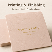 Cartes de présentation d'ongles personnalisées, cartes en carton épais avec feuille d'or gaufrée pour l'emballage de vente au détail de faux ongles faits main