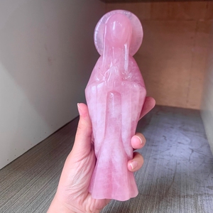 Wholesale Natural Rose Quartz Polished Virgin <strong>Mary</strong> Statues Crystal Semi <strong>Precious</strong> Stones - Product Image 1