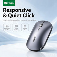 Ratón Inalámbrico Silencioso Recargable GreenLink Mini con 2.4G + 5.0 para iPad, Computadora, MacBook Pro y Laptop