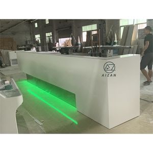 Comptoir de <span class=keywords><strong>bar</strong></span> à musique Led personnalisé <span class=keywords><strong>Bar</strong></span> en pierre blanche pure design de boîte de nuit commerciale pour salon VIP Design d'intérieur - Product Image 5