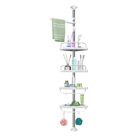 Étagère de rangement d'angle de douche télescopique réglable à 4 niveaux, support de rangement debout, organisateur d'étagères, antirouille, barre de tension