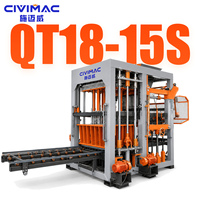 Machine à fabriquer des blocs de béton entièrement automatique, pour blocs creux, pleins et emboîtables, ligne de production de briques automatique PLC QT18