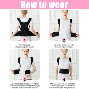 Penguat postur punggung, pelurus punggung pendukung tulang selangka perangkat dapat disesuaikan untuk pereda nyeri leher bahu - Product Image 4