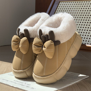 Bottes <span class=keywords><strong>de</strong></span> <span class=keywords><strong>neige</strong></span> d'automne et d'hiver pour femmes Nouvelles pantoufles mignonnes avec nœud et bois <span class=keywords><strong>de</strong></span> cerf - Product Image 2