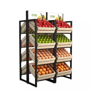 Modern Factory Price Supermarket Vegetable And Fruit Shelf Metal Fruit Display Stand Rack Vegetable Shelves For Shop
