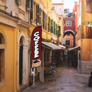 2.5*11.5 FT COFFEE SHOP High Quality Custom Feather <b>Flags</b> Beach <b>Flag</b> for Beach Party and Advertising Promotions - Product Image 3