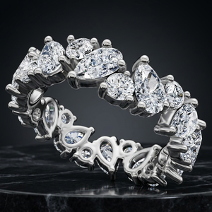 Bague Éternité pour Femme avec Diamants de Laboratoire Poire et Ronds, Or 10K 14K 18K, Argent 925 935, Bijoux Fins pour Mariage et Anniversaire - Product Image 1