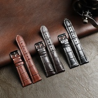 Bracelet de montre Lionorm OEM pour homme, en cuir de veau à motif crocodile, confortable, personnalisé, 18, 20, 22, 24 mm, doux et respirant
