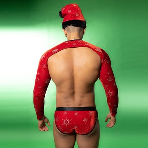 Costume de Noël <span class=keywords><strong>sexy</strong></span> en velours rouge de haute qualité pour hommes, sous-vêtements <span class=keywords><strong>sexy</strong></span> en gros - Product Image 4