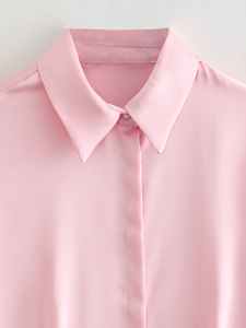 ZA printemps nouvelle robe pour femmes de style europé<span class=keywords><strong>en</strong></span> ceinture <span class=keywords><strong>rose</strong></span> décorée taille <span class=keywords><strong>soie</strong></span> Satin Texture <span class=keywords><strong>chemise</strong></span> - Product Image 4