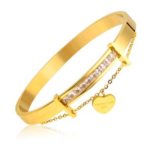 Brazalete de Cristal Asonsteel de Moda, Joyería de Alta Calidad, Brazalete Chapado en Oro Duro para Hombres y Mujeres - Product Image 1