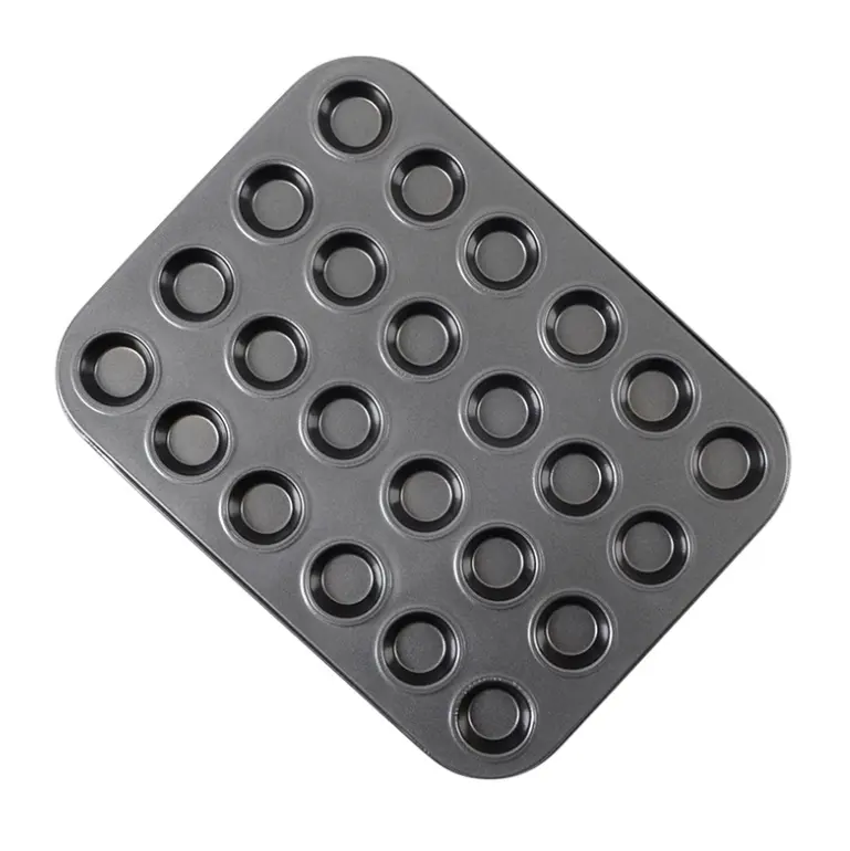 24 Cavity Carbon Steel Antihaft-Backform Runde geformte Mini-Back geschirr für Pudding-Kuchen-Keks-Gebäck