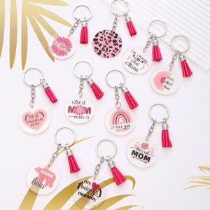 Llavero de Lujo Moderno con Impresión UV y Borlas Rojas, Colgante Acrílico para Regalos del Día de la Madre - Product Image 2